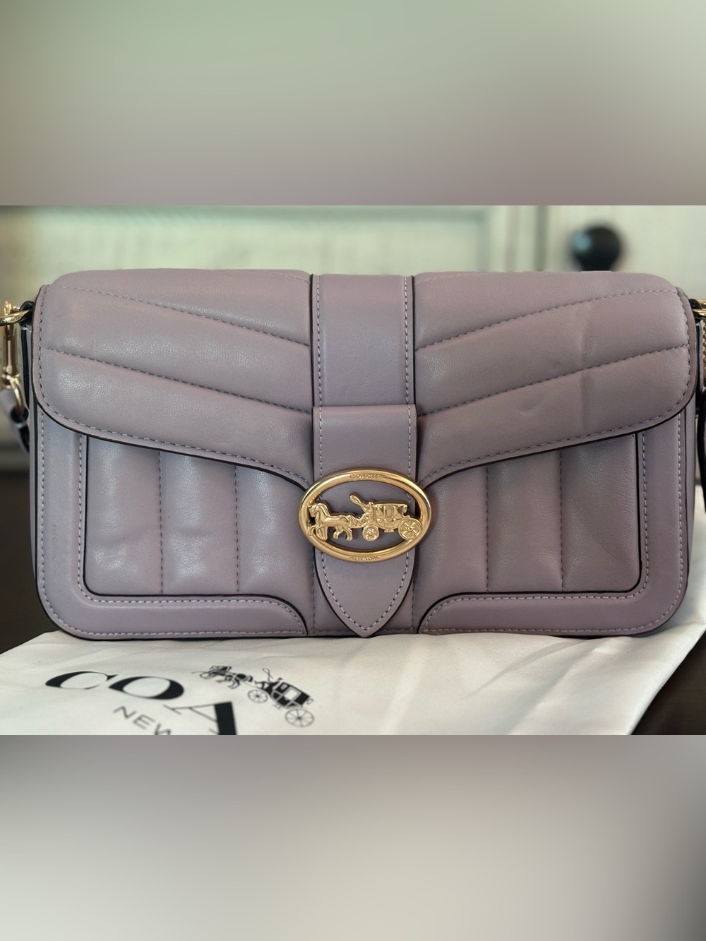 COACH GEORGIE, PUFFY QUILTED LEATHER HANDBAG IN SOFT LILAC *NWT*